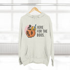 Halloween Pumpkin Cocktail Hoodie – "Here for the Boos" Fleece Sweatshirt