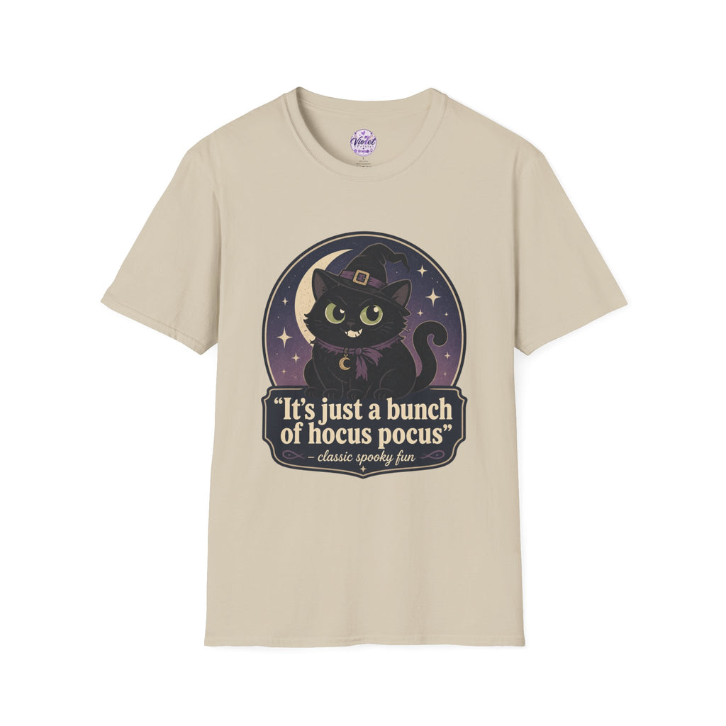 Witch Cat T-Shirt — “It’s Just a Bunch of Hocus Pocus” Cute Halloween Tee