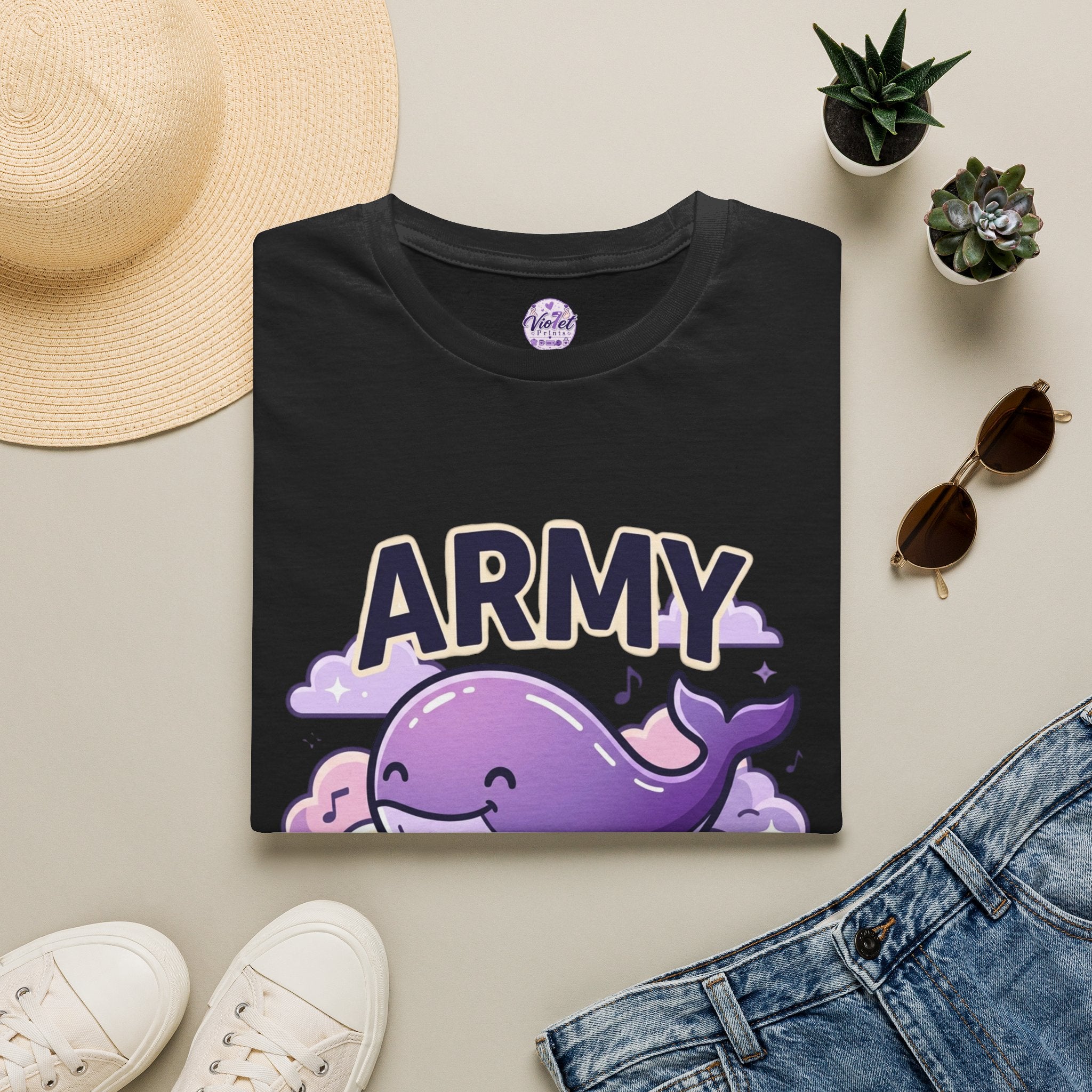 Cute Purple Whale "ARMY" T-Shirt