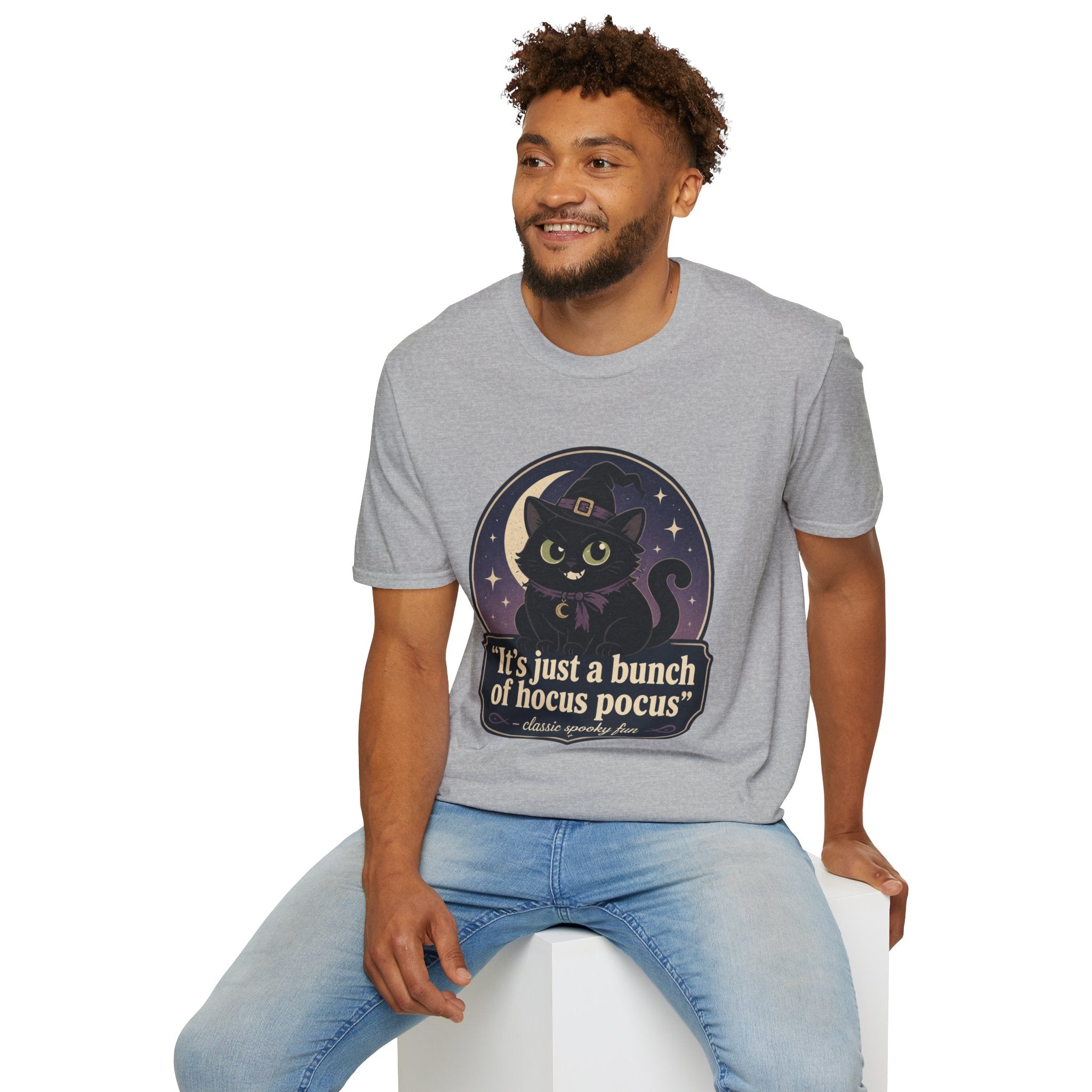 Witch Cat T-Shirt — “It’s Just a Bunch of Hocus Pocus” Cute Halloween Tee