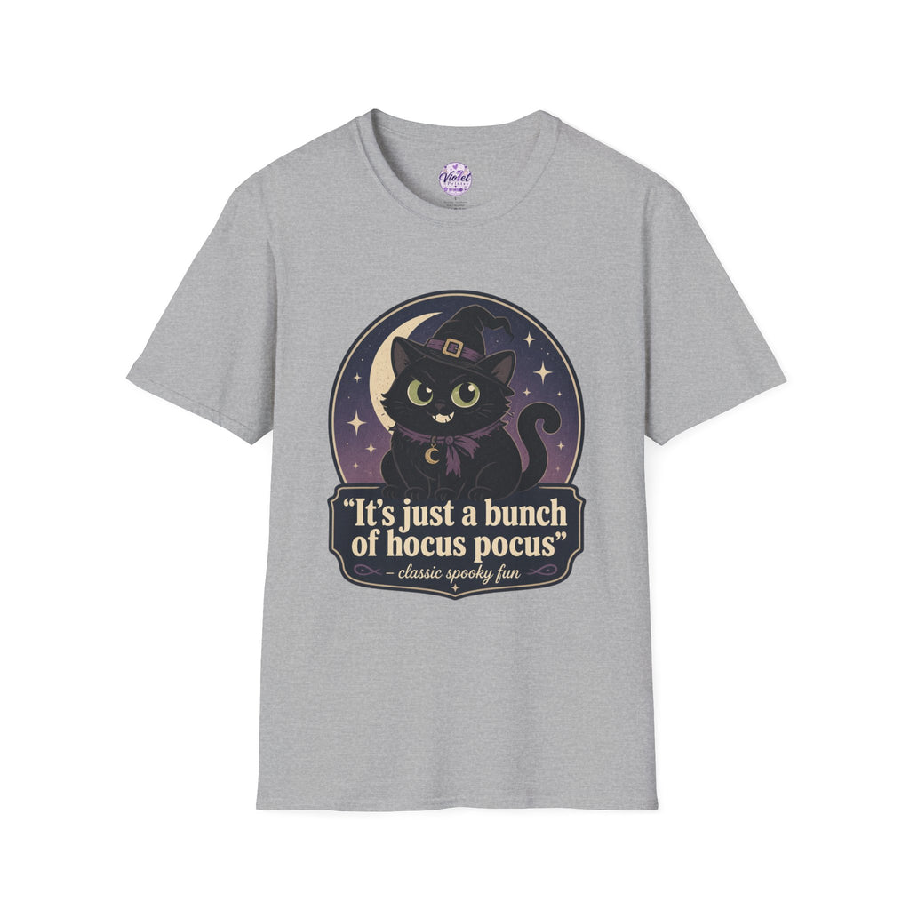 Witch Cat T-Shirt — “It’s Just a Bunch of Hocus Pocus” Cute Halloween Tee