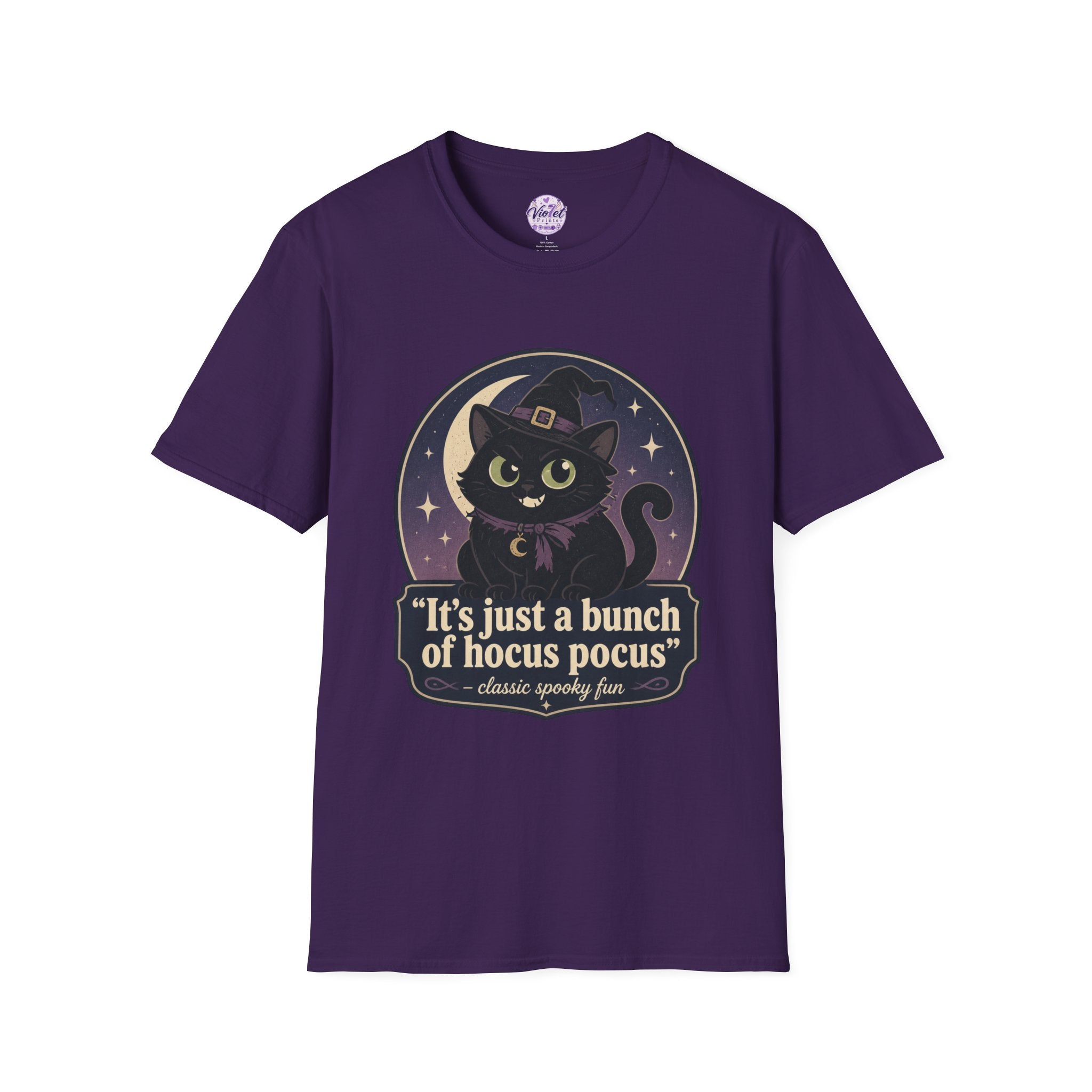 Witch Cat T-Shirt — “It’s Just a Bunch of Hocus Pocus” Cute Halloween Tee
