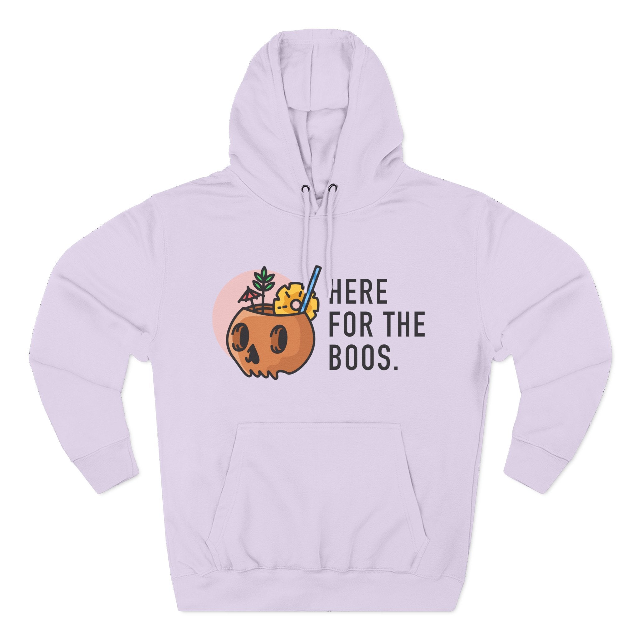 Halloween Pumpkin Cocktail Hoodie – "Here for the Boos" Fleece Sweatshirt