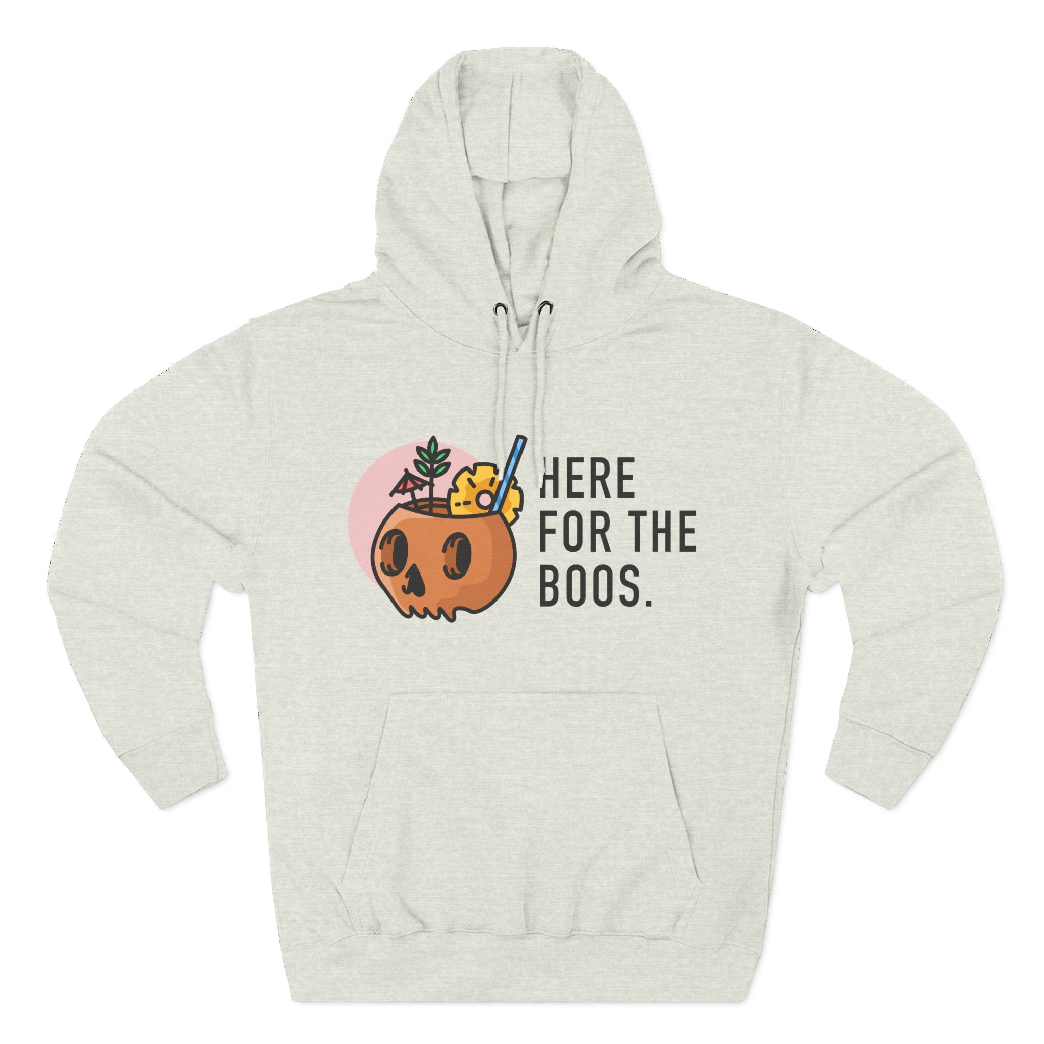 Halloween Pumpkin Cocktail Hoodie – "Here for the Boos" Fleece Sweatshirt