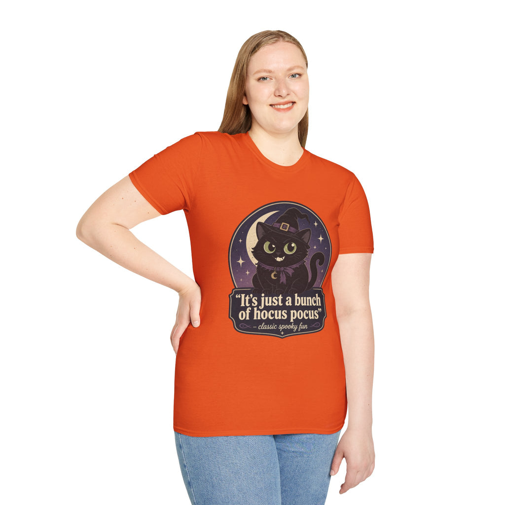 Witch Cat T-Shirt — “It’s Just a Bunch of Hocus Pocus” Cute Halloween Tee