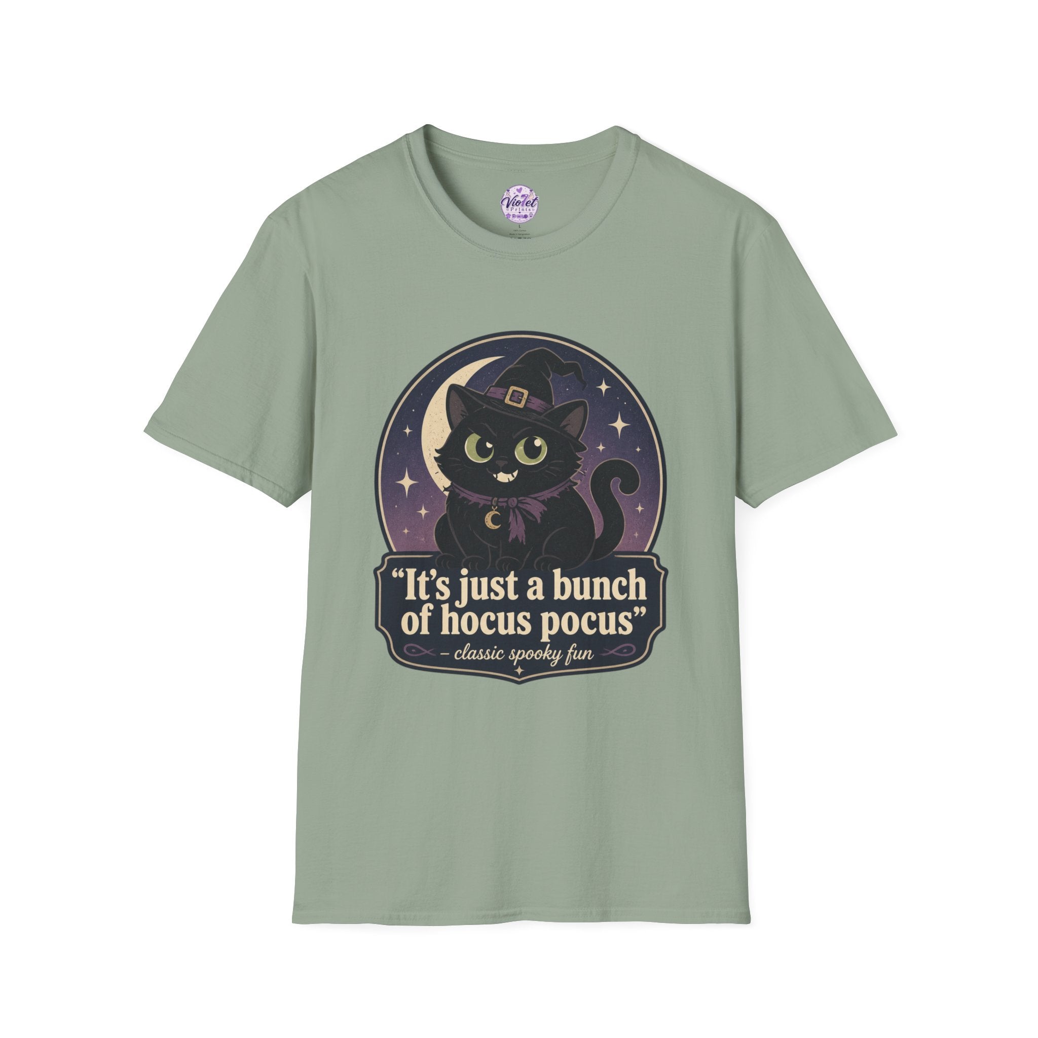 Witch Cat T-Shirt — “It’s Just a Bunch of Hocus Pocus” Cute Halloween Tee