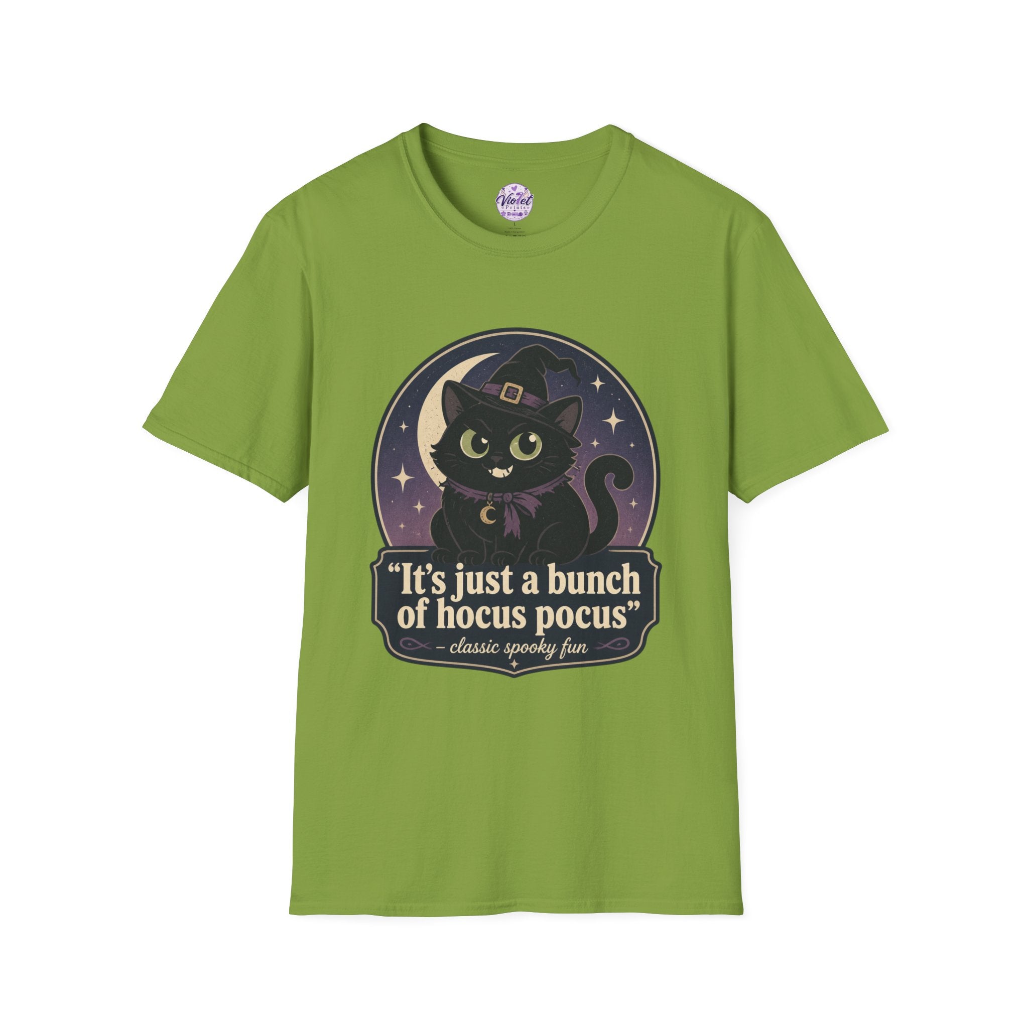 Witch Cat T-Shirt — “It’s Just a Bunch of Hocus Pocus” Cute Halloween Tee