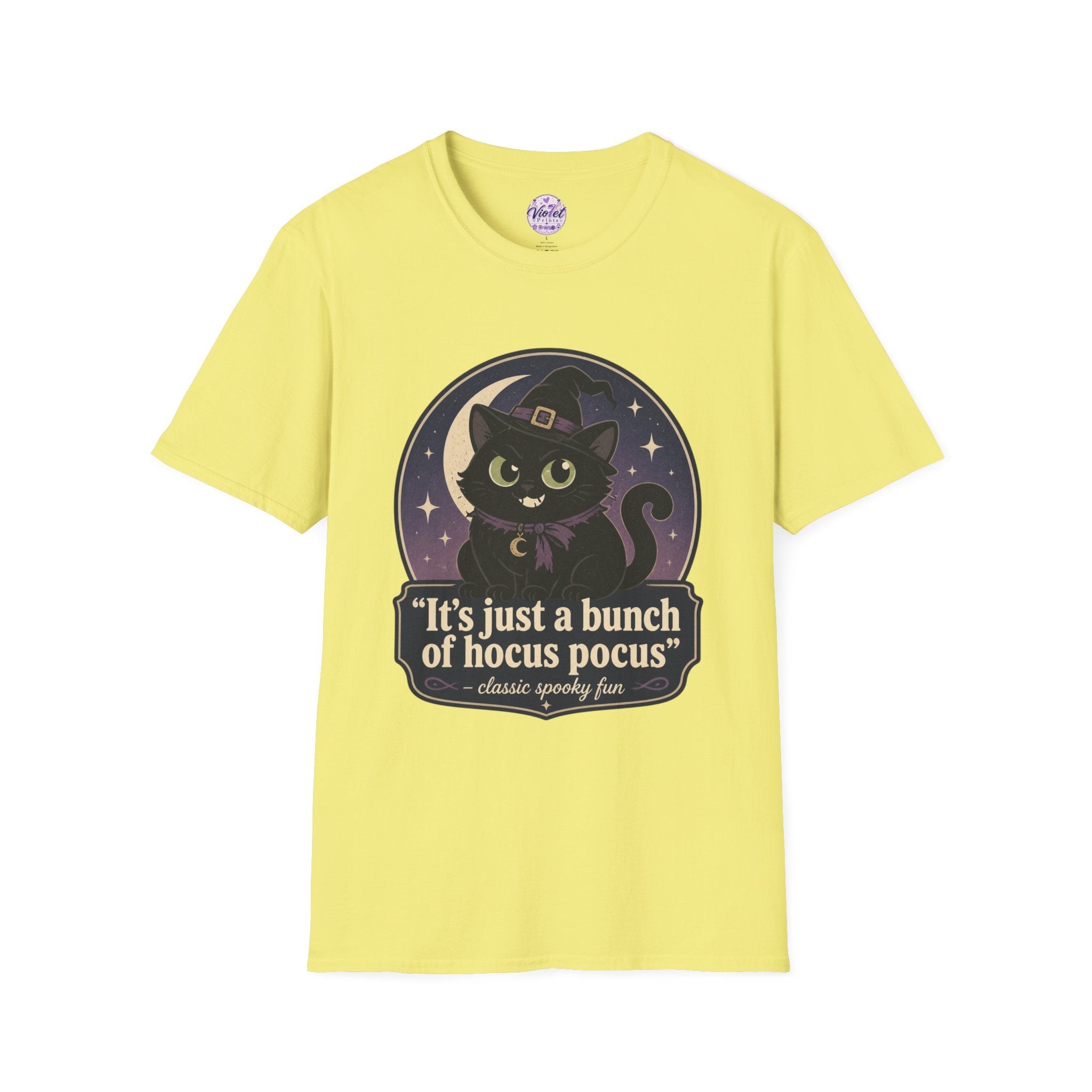 Witch Cat T-Shirt — “It’s Just a Bunch of Hocus Pocus” Cute Halloween Tee