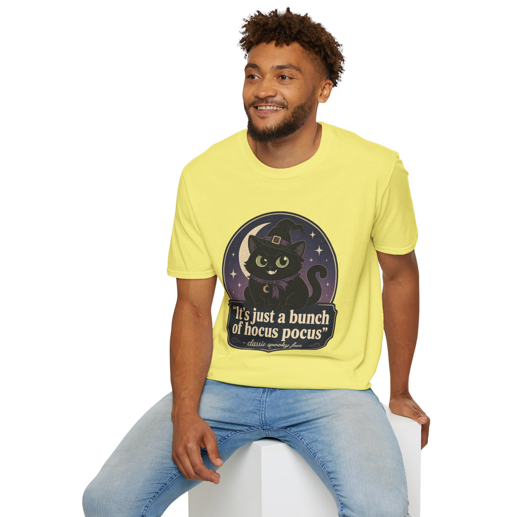 Witch Cat T-Shirt — “It’s Just a Bunch of Hocus Pocus” Cute Halloween Tee