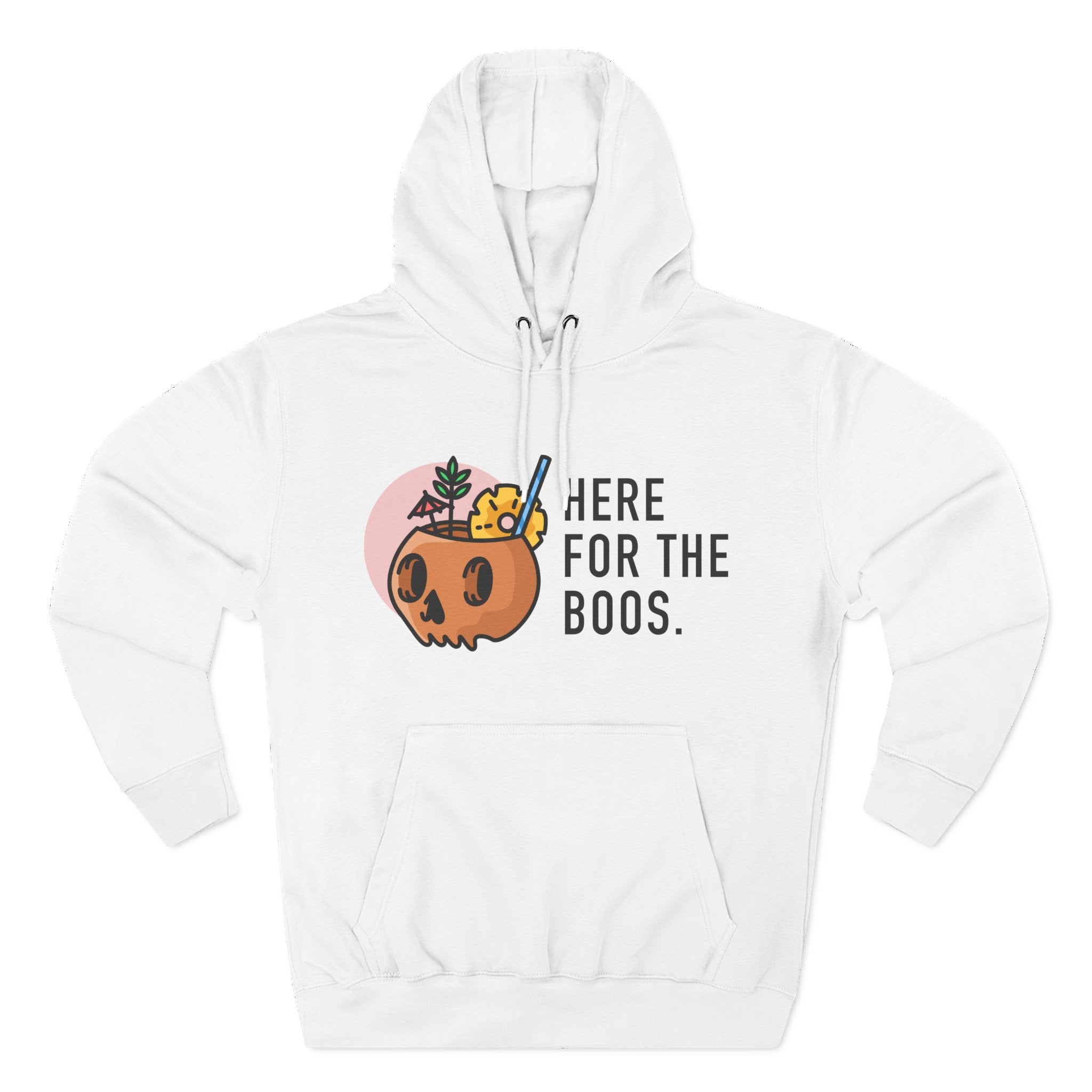 Halloween Pumpkin Cocktail Hoodie – "Here for the Boos" Fleece Sweatshirt