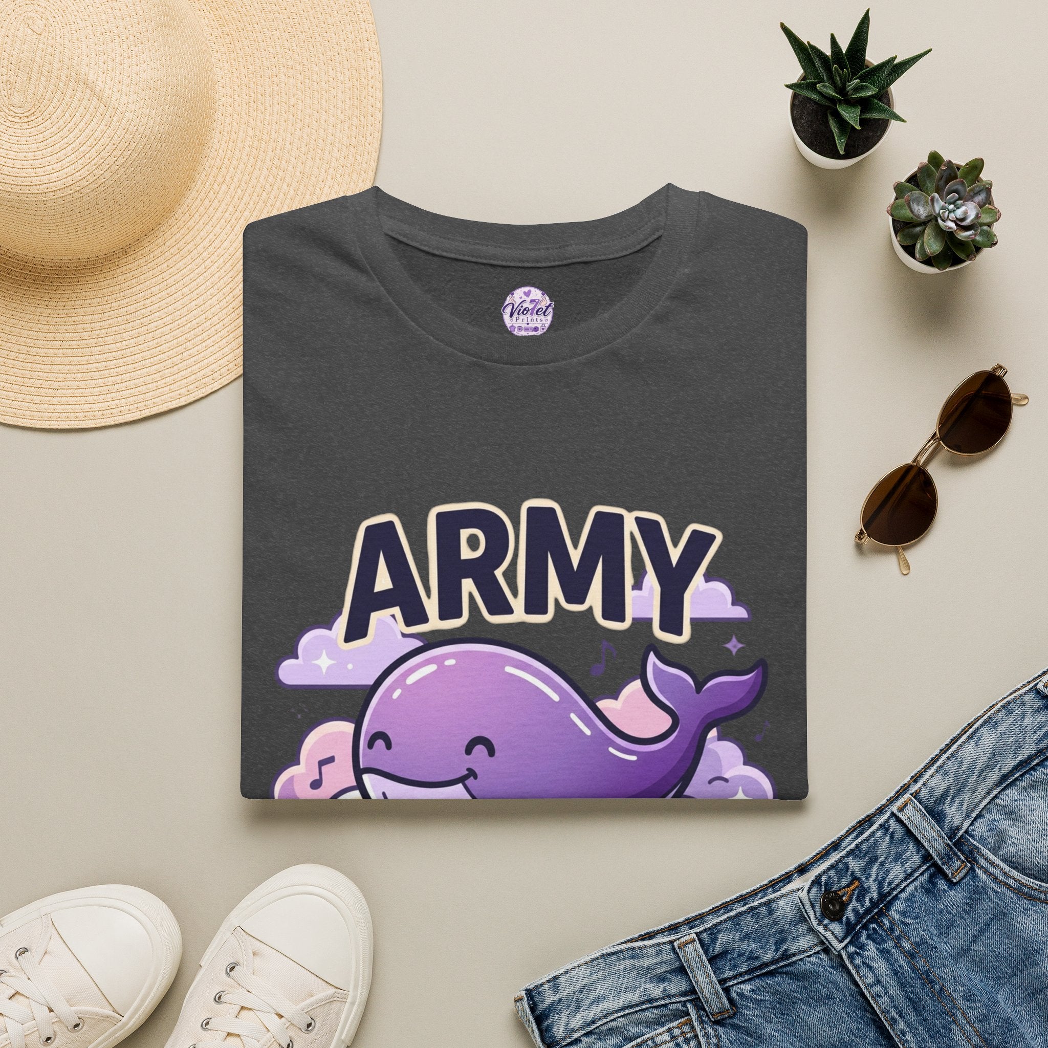Cute Purple Whale "ARMY" T-Shirt
