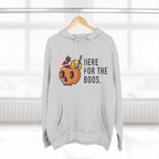 Halloween Pumpkin Cocktail Hoodie – "Here for the Boos" Fleece Sweatshirt