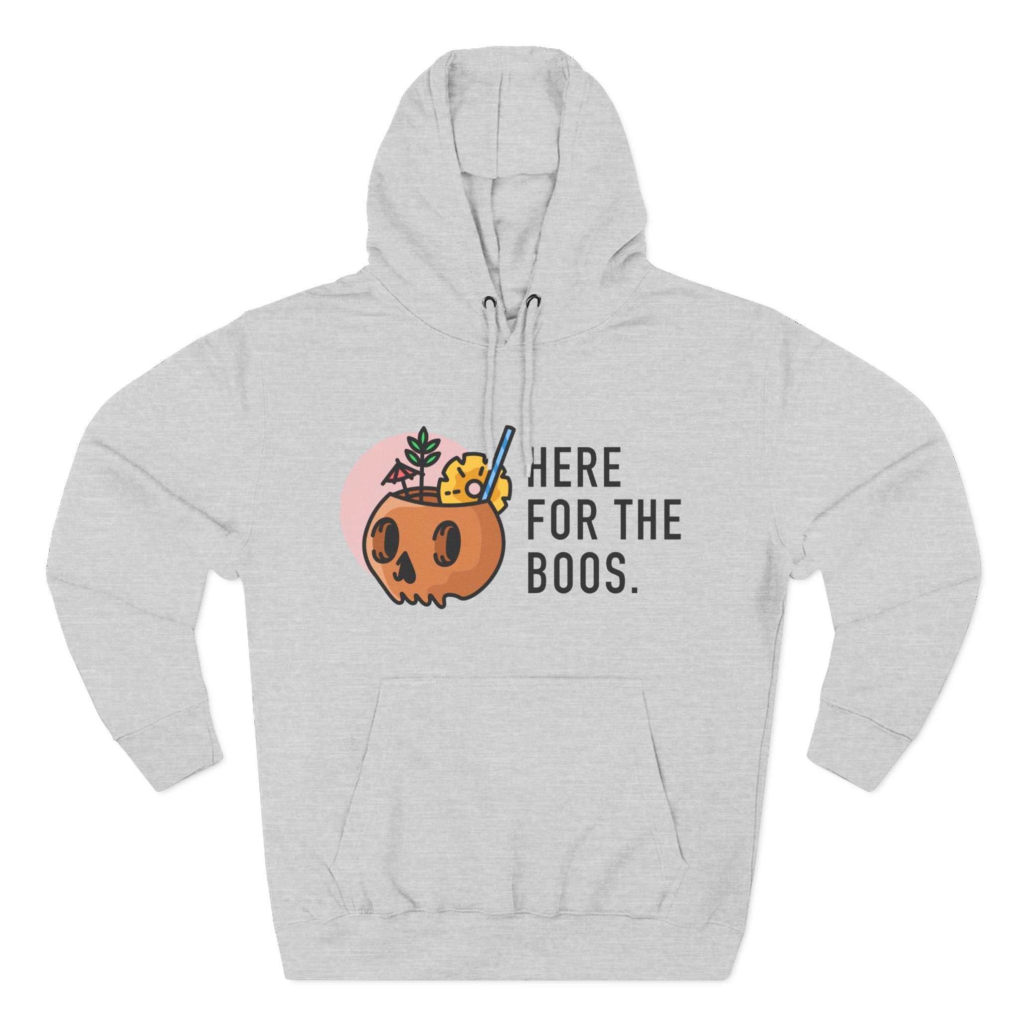 Halloween Pumpkin Cocktail Hoodie – "Here for the Boos" Fleece Sweatshirt