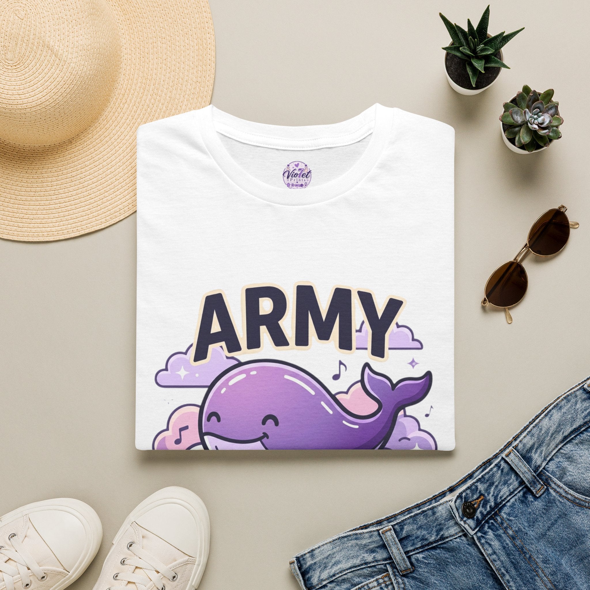 Cute Purple Whale "ARMY" T-Shirt