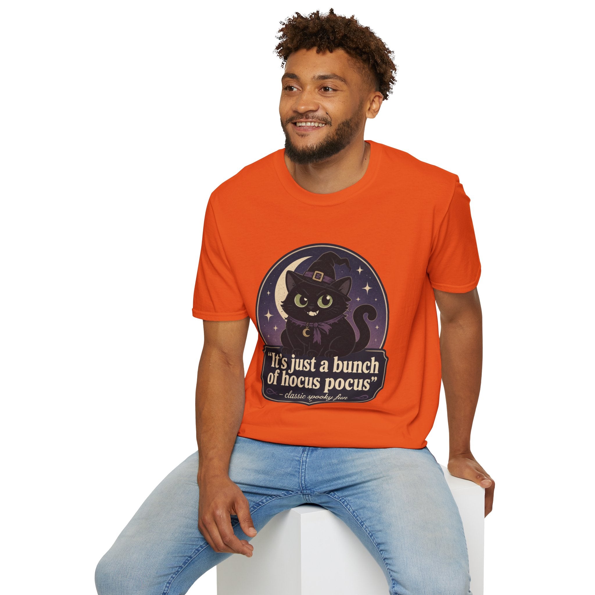 Witch Cat T-Shirt — “It’s Just a Bunch of Hocus Pocus” Cute Halloween Tee