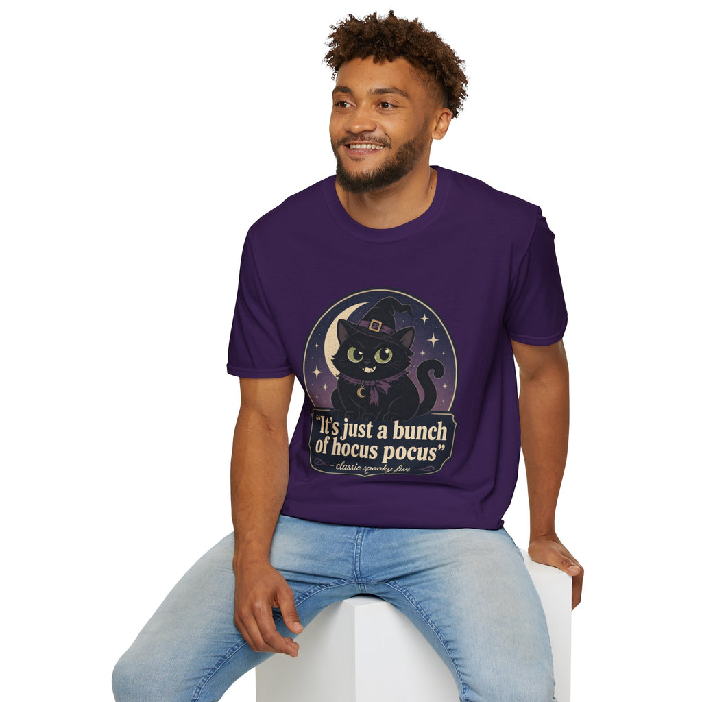 Witch Cat T-Shirt — “It’s Just a Bunch of Hocus Pocus” Cute Halloween Tee