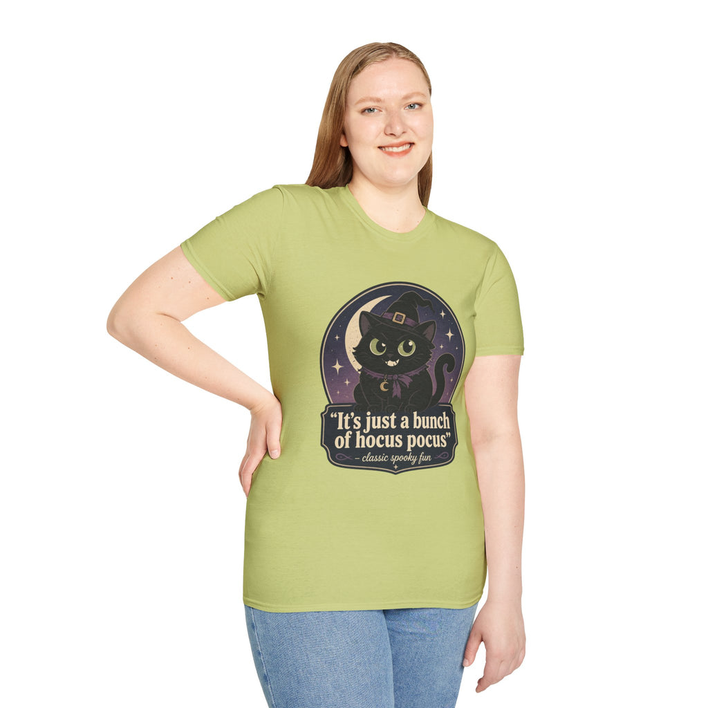 Witch Cat T-Shirt — “It’s Just a Bunch of Hocus Pocus” Cute Halloween Tee