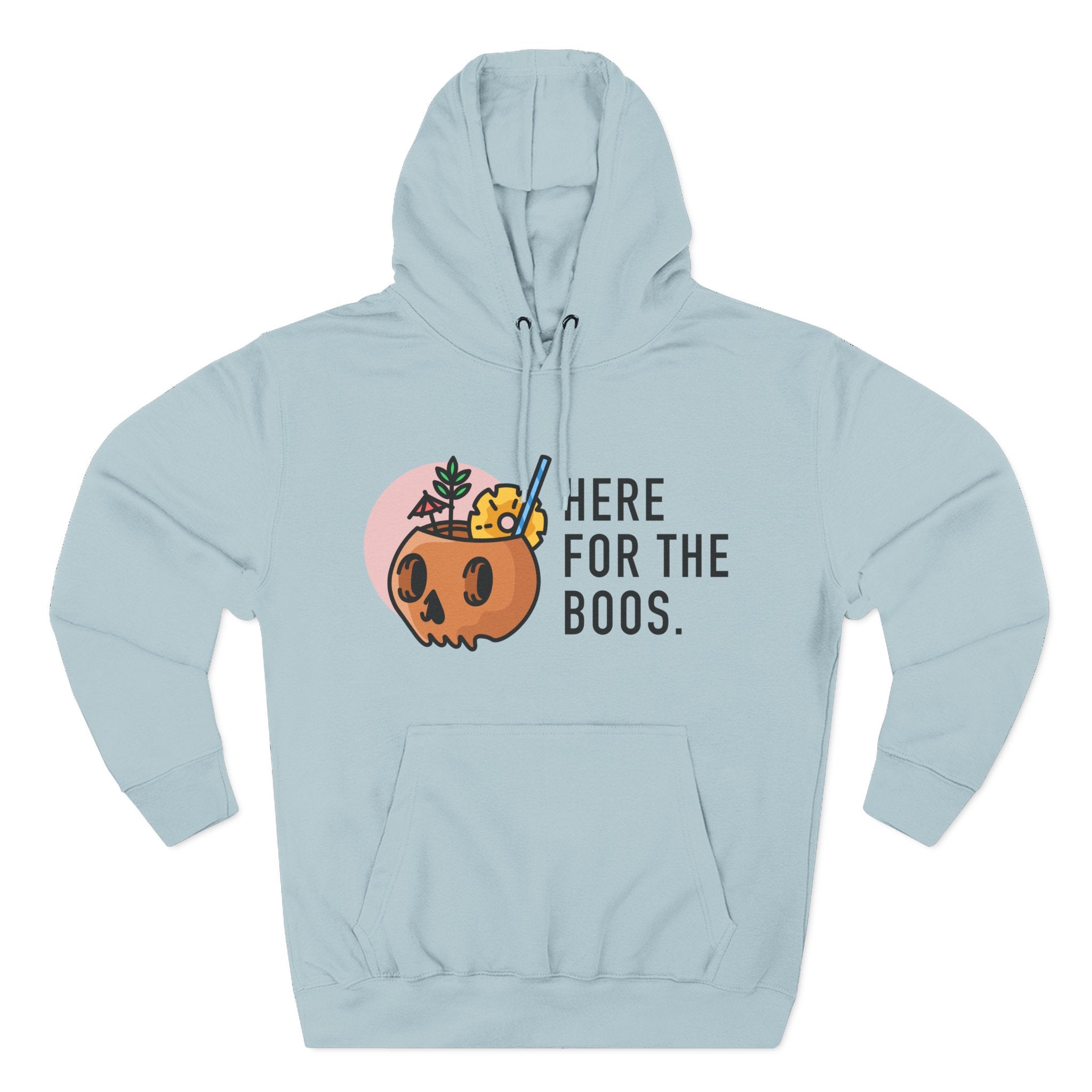 Halloween Pumpkin Cocktail Hoodie – "Here for the Boos" Fleece Sweatshirt