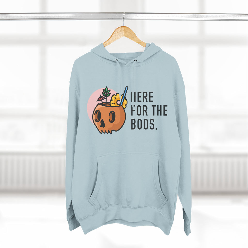 Halloween Pumpkin Cocktail Hoodie – "Here for the Boos" Fleece Sweatshirt