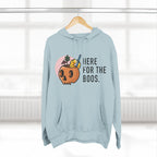 Halloween Pumpkin Cocktail Hoodie – "Here for the Boos" Fleece Sweatshirt