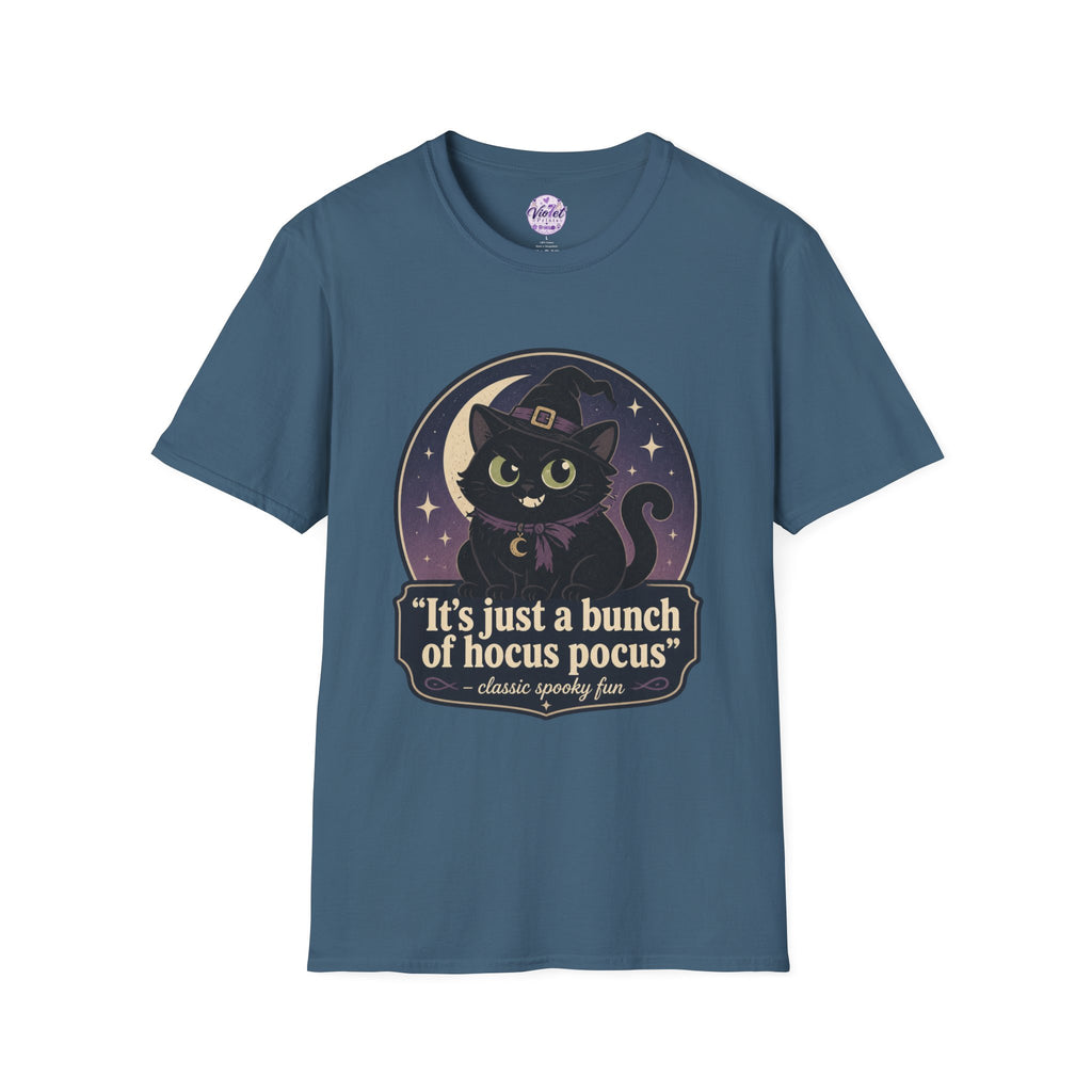 Witch Cat T-Shirt — “It’s Just a Bunch of Hocus Pocus” Cute Halloween Tee