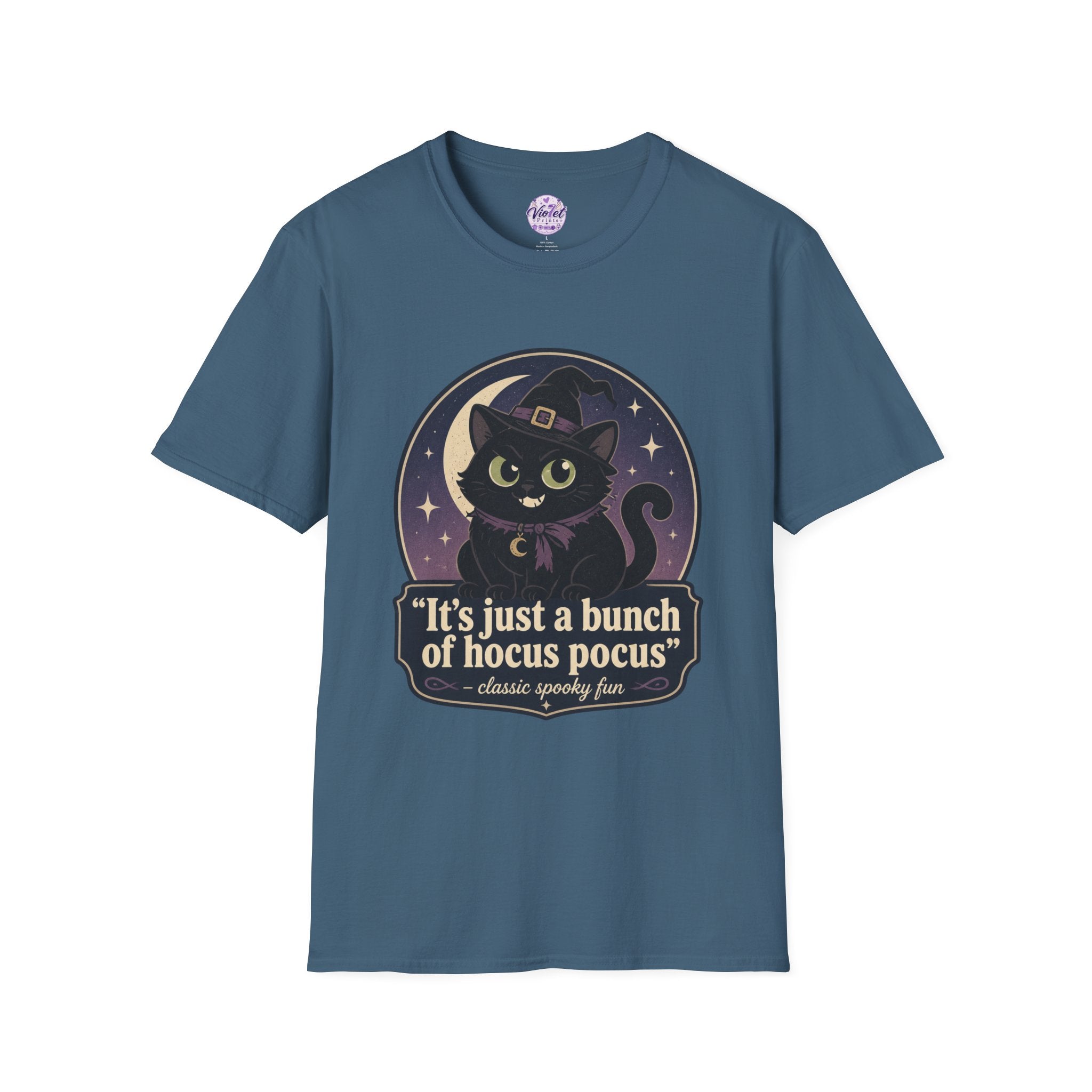Witch Cat T-Shirt — “It’s Just a Bunch of Hocus Pocus” Cute Halloween Tee