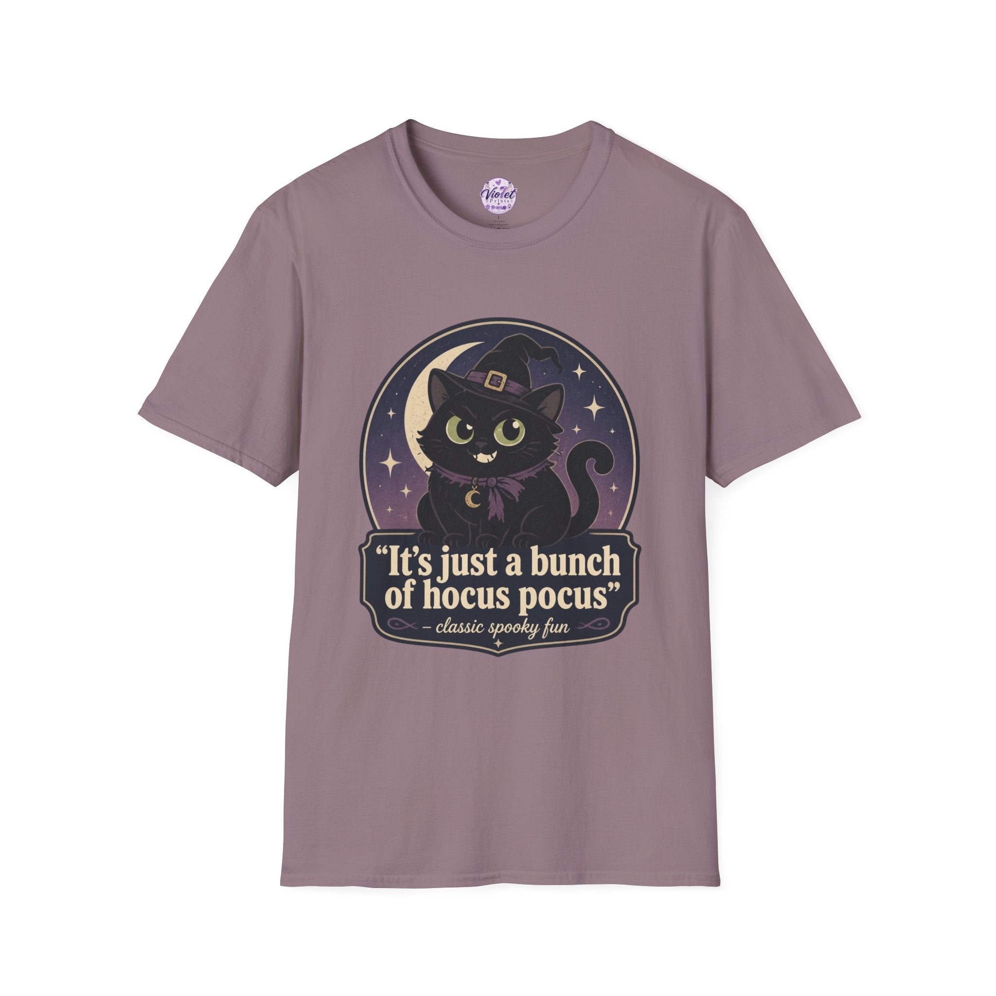 Witch Cat T-Shirt — “It’s Just a Bunch of Hocus Pocus” Cute Halloween Tee