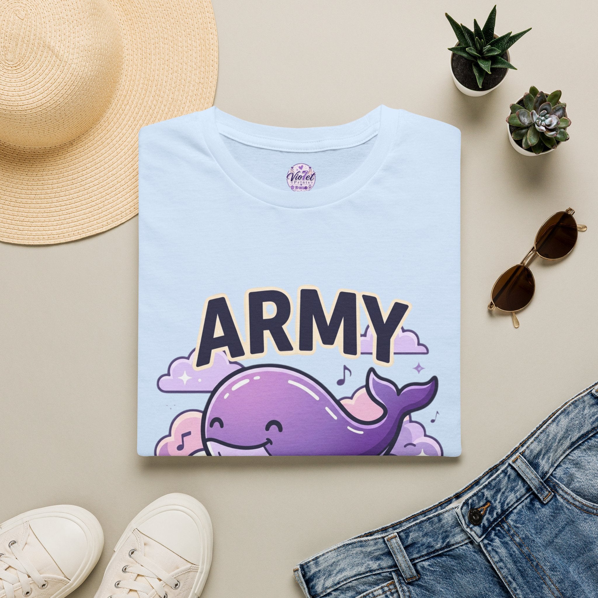 Cute Purple Whale "ARMY" T-Shirt