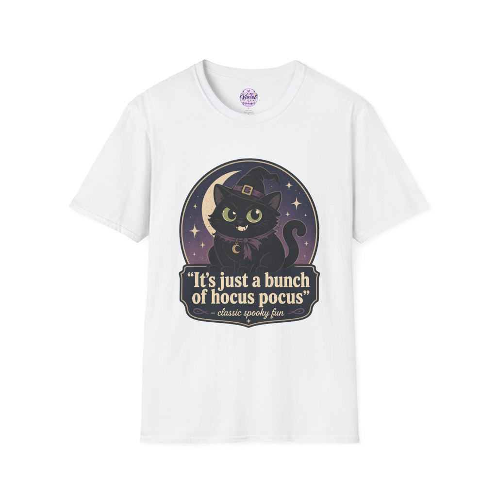 Witch Cat T-Shirt — “It’s Just a Bunch of Hocus Pocus” Cute Halloween Tee