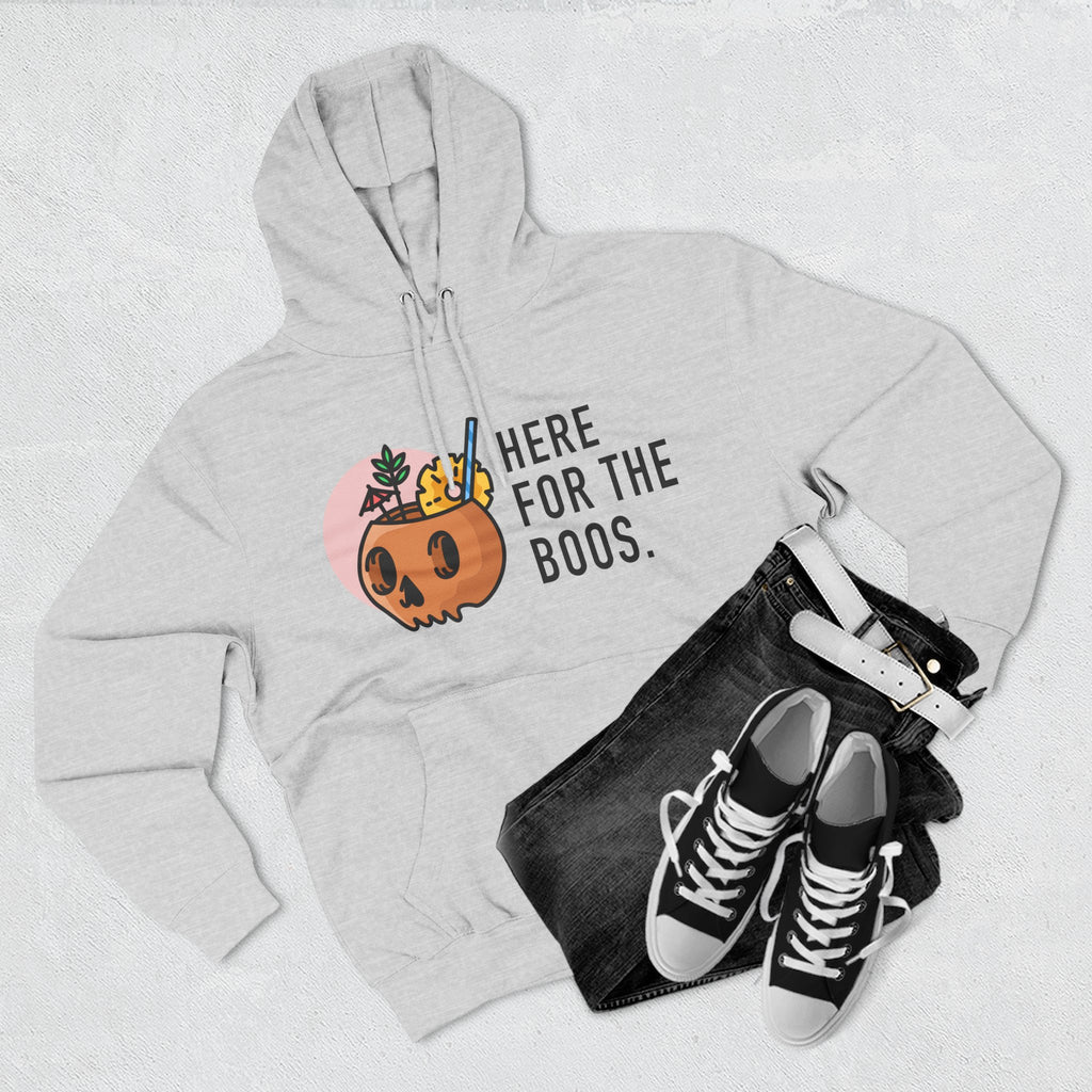 Halloween Pumpkin Cocktail Hoodie – "Here for the Boos" Fleece Sweatshirt