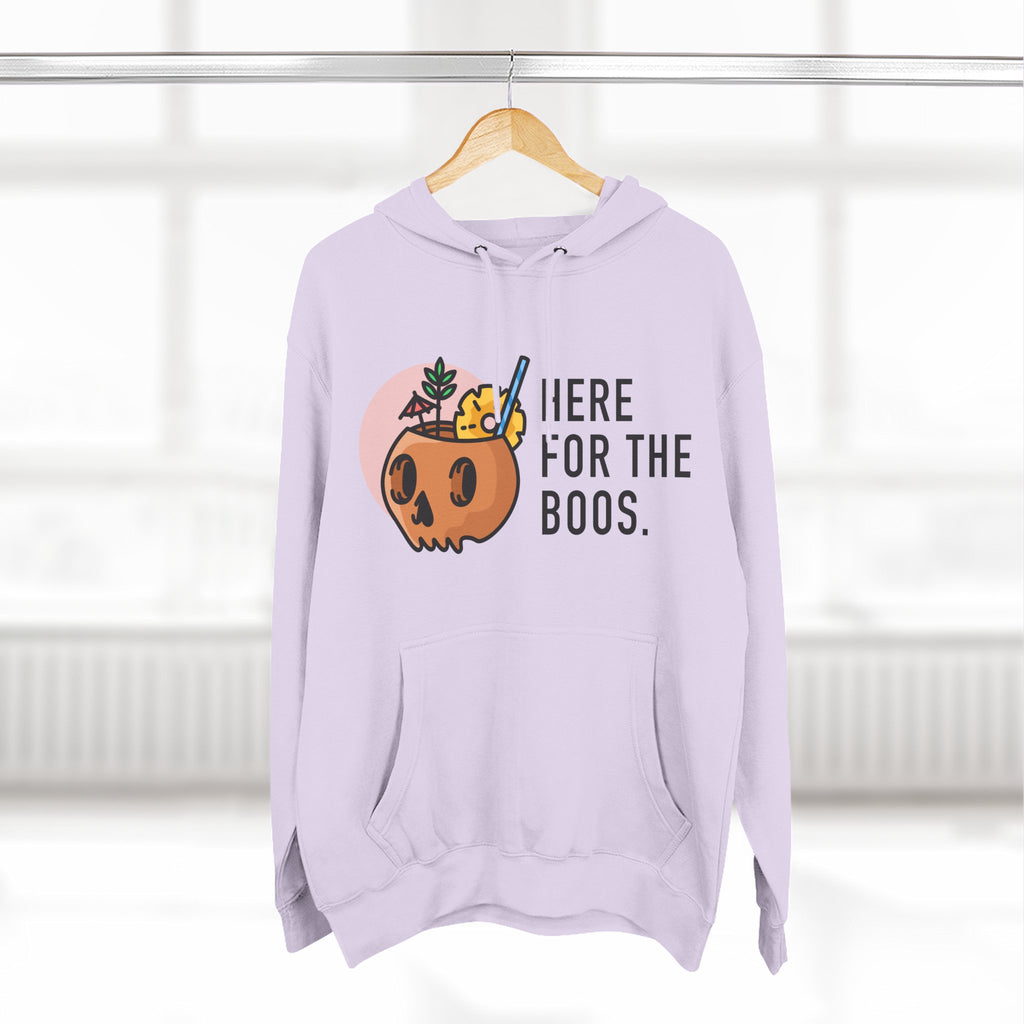 Halloween Pumpkin Cocktail Hoodie – "Here for the Boos" Fleece Sweatshirt