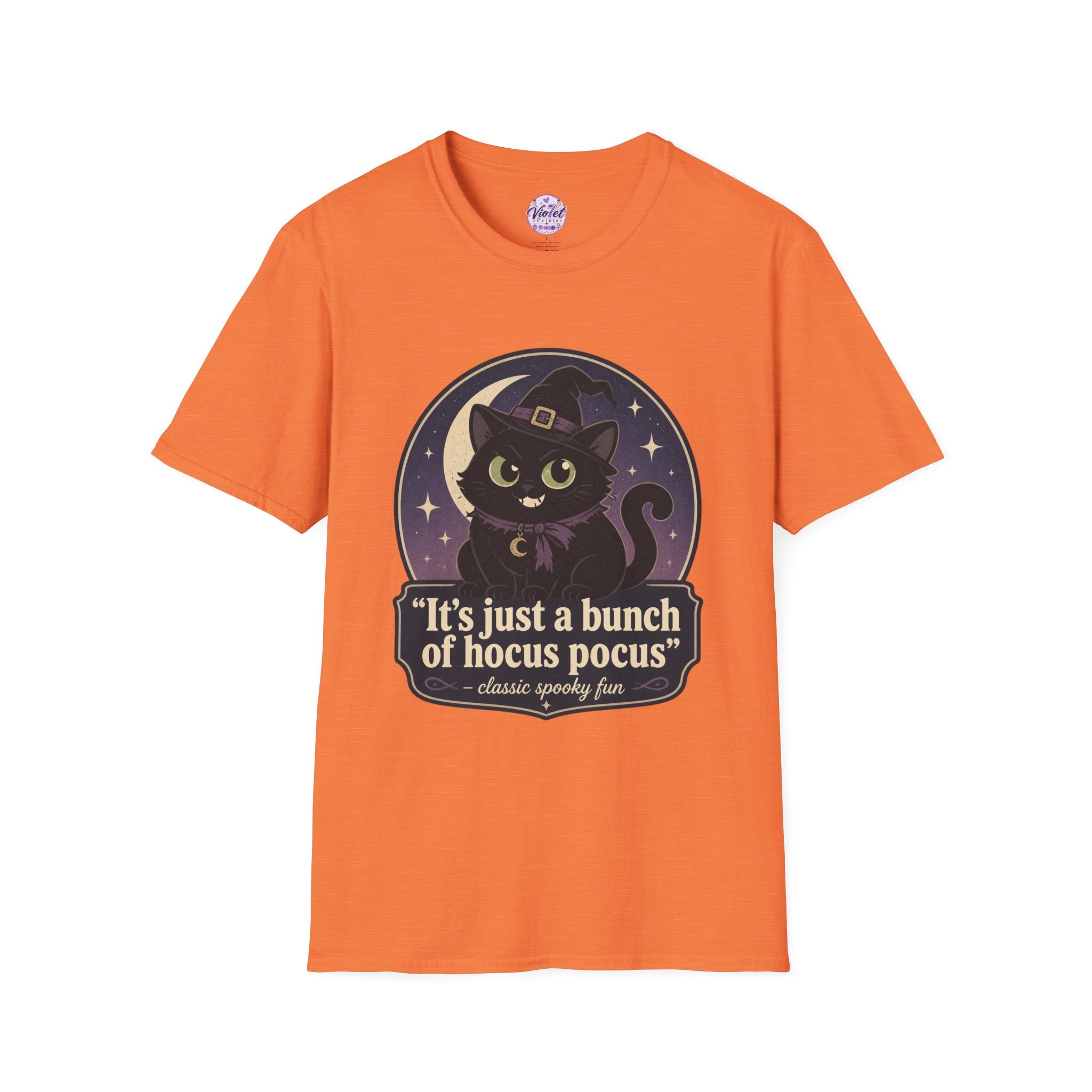 Witch Cat T-Shirt — “It’s Just a Bunch of Hocus Pocus” Cute Halloween Tee