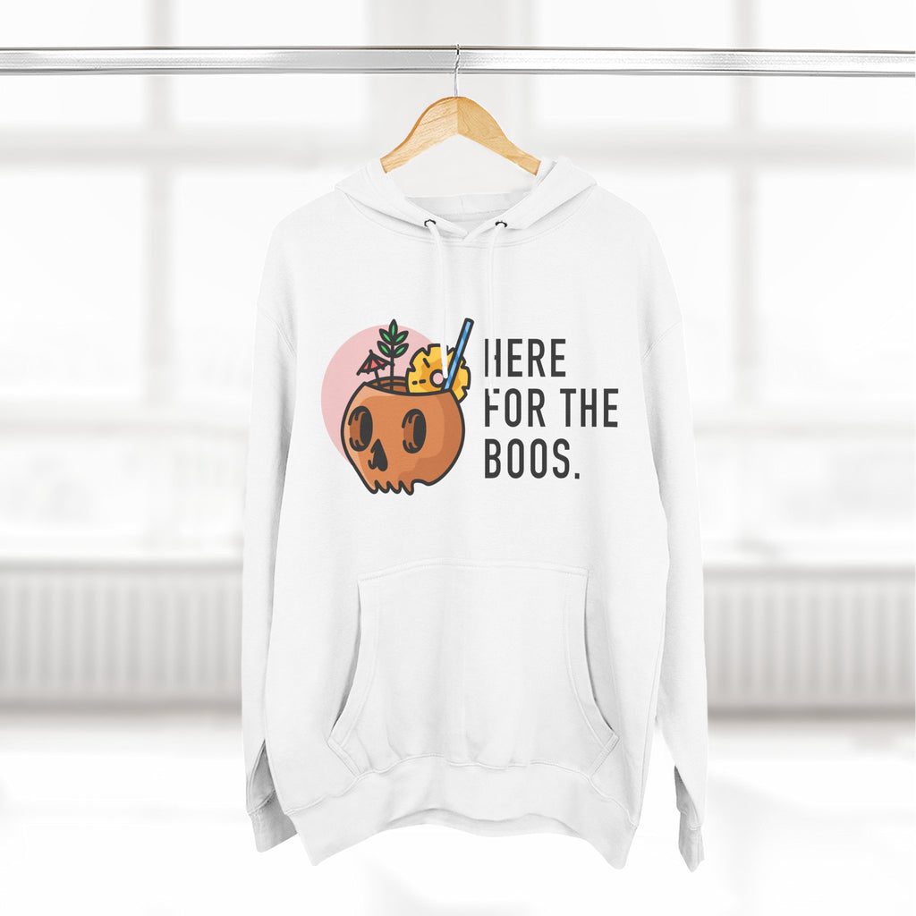 Halloween Pumpkin Cocktail Hoodie – "Here for the Boos" Fleece Sweatshirt