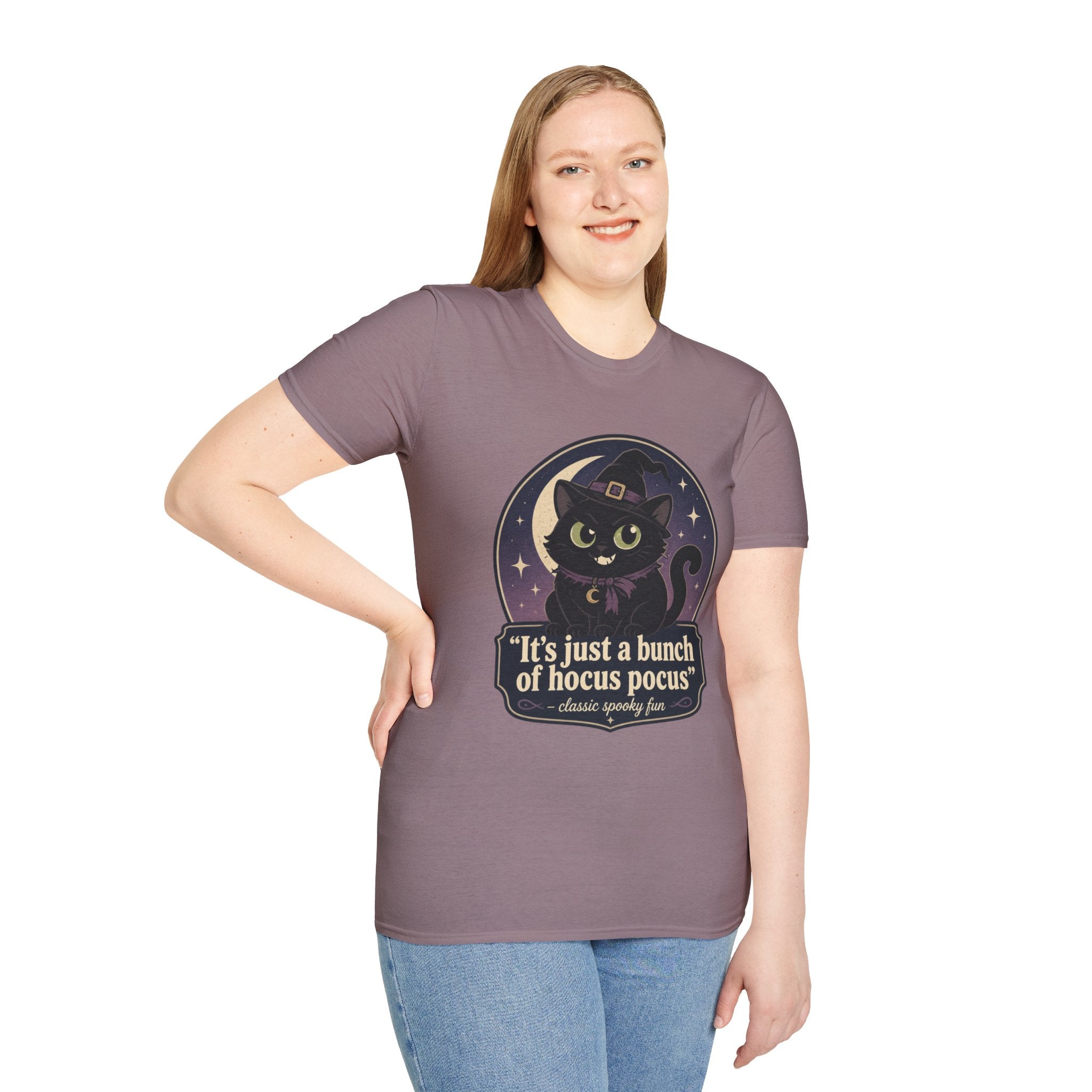 Witch Cat T-Shirt — “It’s Just a Bunch of Hocus Pocus” Cute Halloween Tee