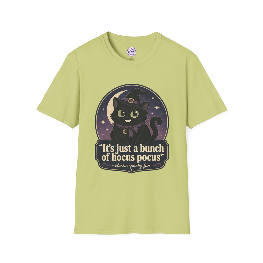 Witch Cat T-Shirt — “It’s Just a Bunch of Hocus Pocus” Cute Halloween Tee