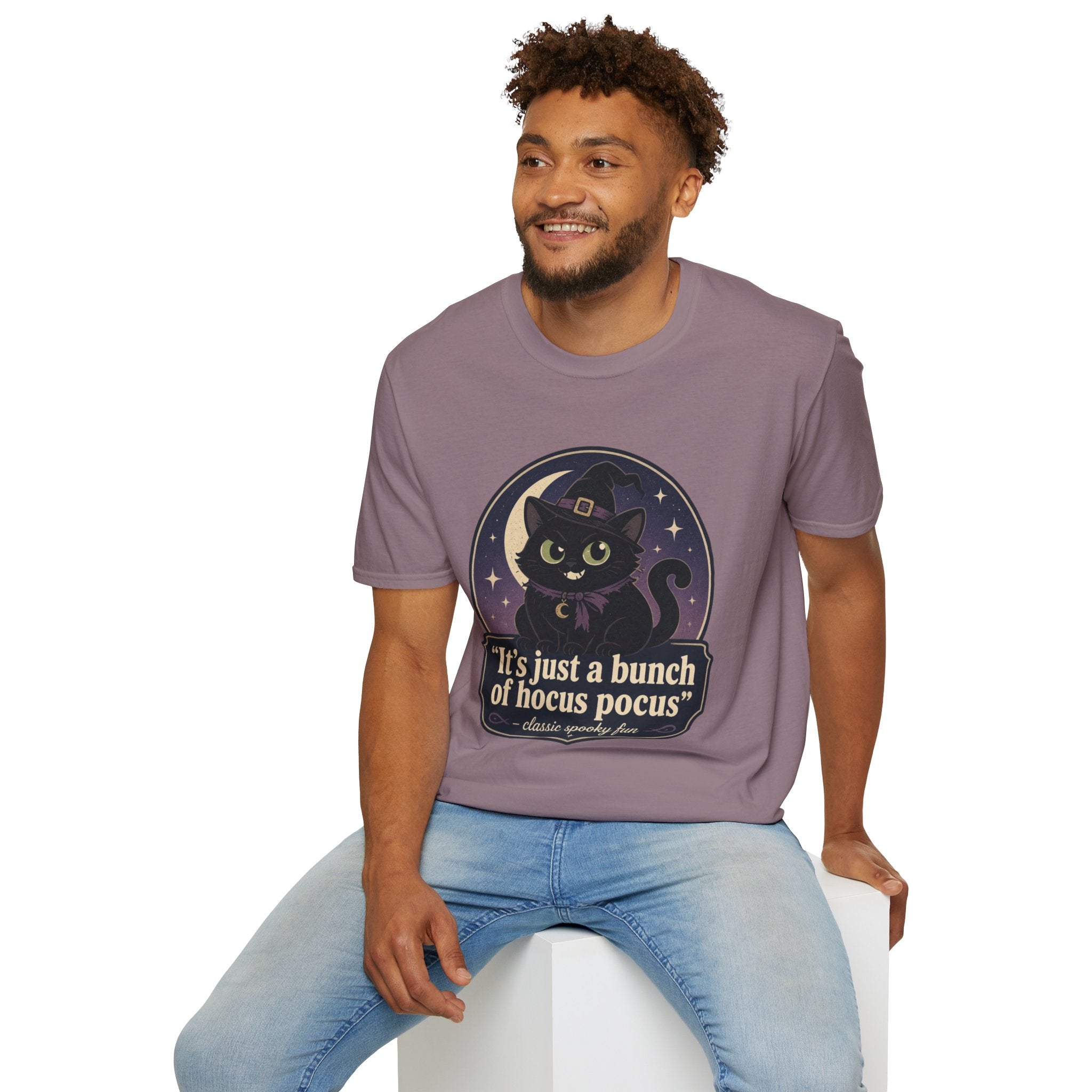 Witch Cat T-Shirt — “It’s Just a Bunch of Hocus Pocus” Cute Halloween Tee