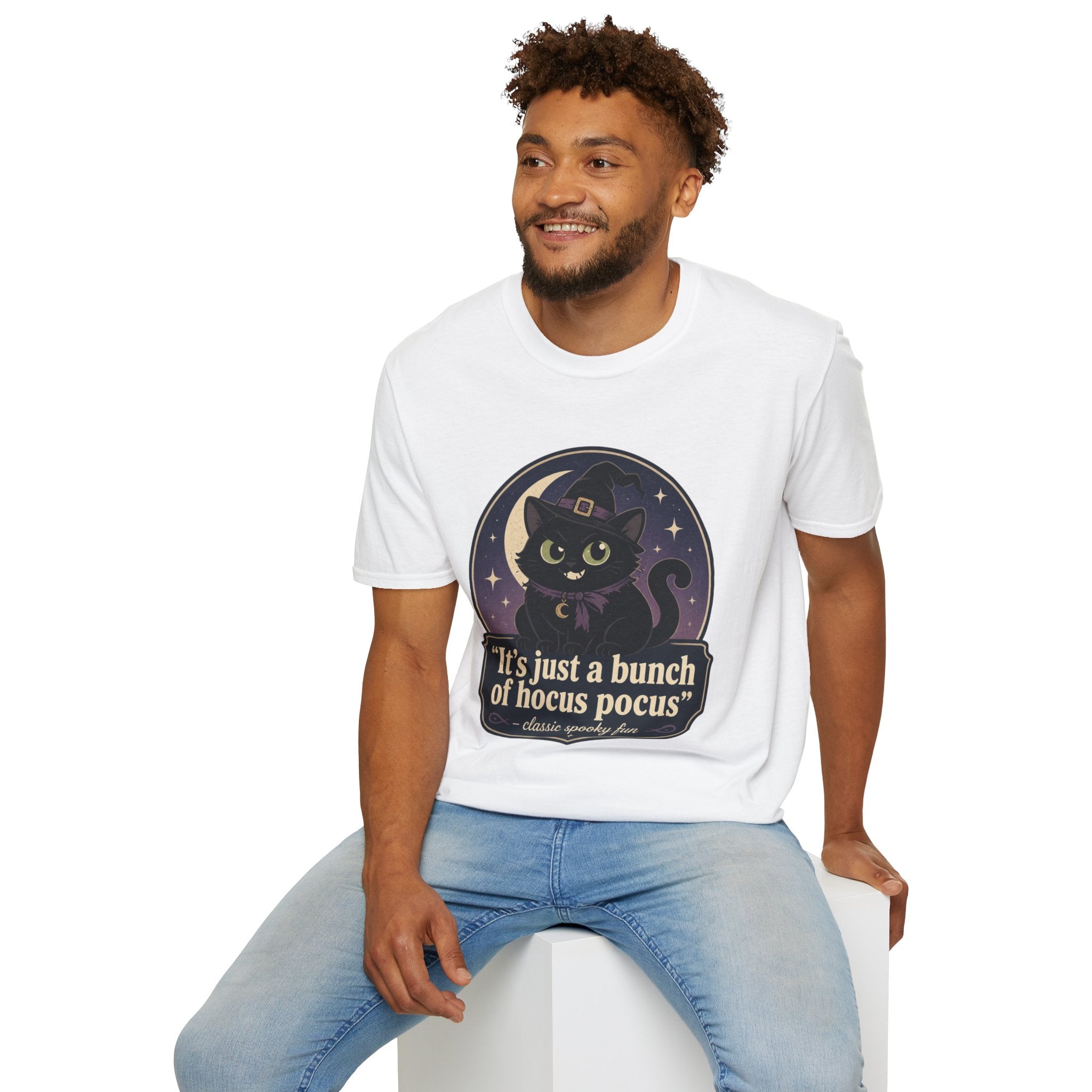 Witch Cat T-Shirt — “It’s Just a Bunch of Hocus Pocus” Cute Halloween Tee