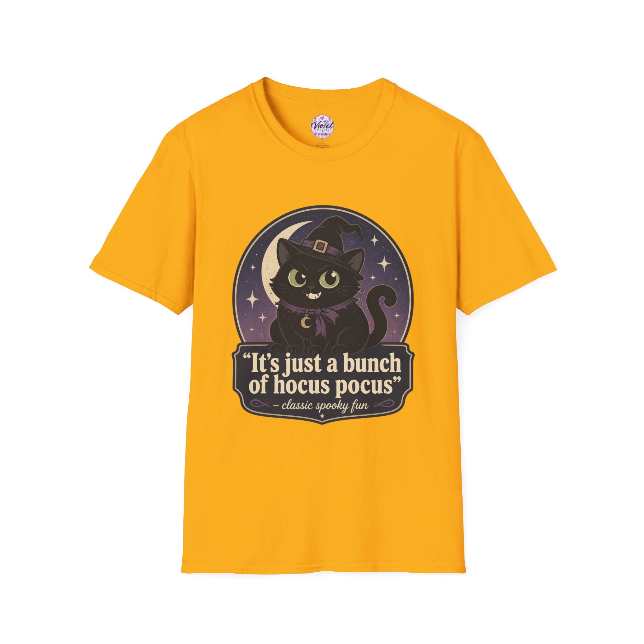 Witch Cat T-Shirt — “It’s Just a Bunch of Hocus Pocus” Cute Halloween Tee